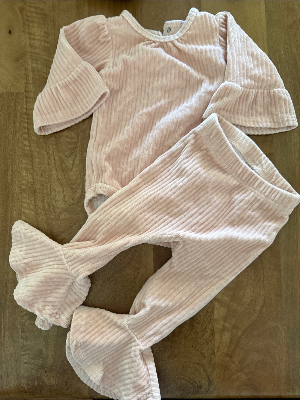 Cat & Jack Soft Pink Ribbed Baby Footie Set